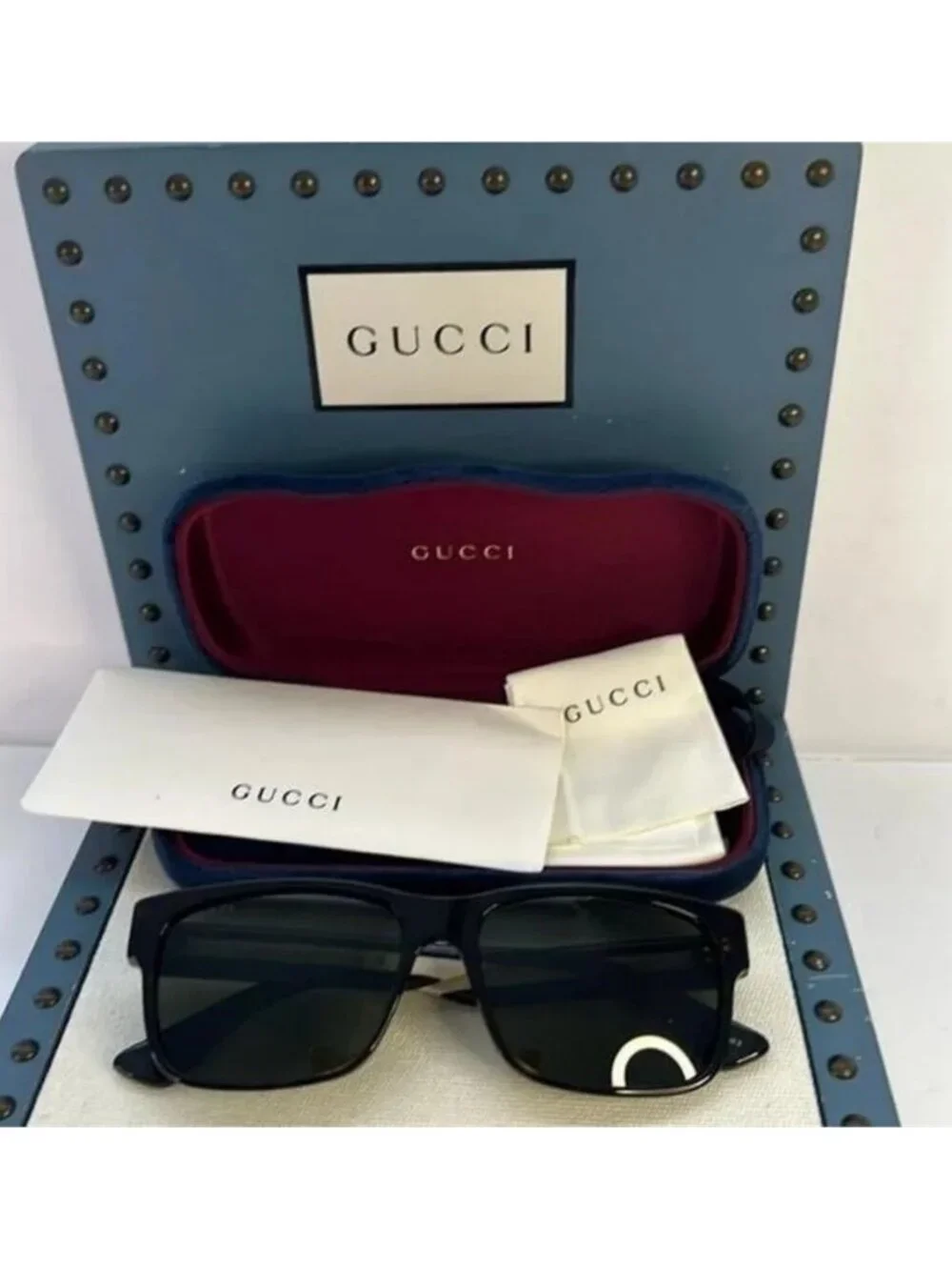 💯 Authentic- New Gucci GG0340S 008 Brown Green Sunglasses